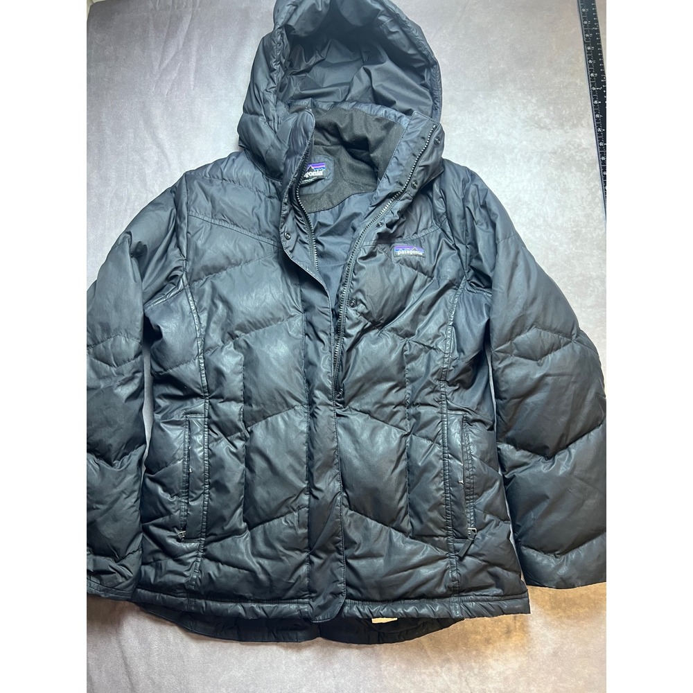 Patagonia Down With It Parka Womens Medium Black Puffer Jacket 28041 Hooded